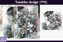 Soft Glow Floral girl Tumbler Rose Orchid fairy tumbler wrap Product Image 1
