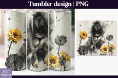 Sunflower Solitude Tumbler Wrap Fantasy girl tumbler 20oz Product Image 1