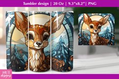 Stained Glass tumbler wrap, Christmas deer Christmas tumbler Product Image 1