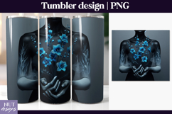 Midnight Bloom Tumbler Wrap Fantasy girl tumbler 20oz Product Image 1