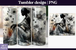 Fantasy tumbler wrap Black woman Silhouette Floral tumbler Product Image 1
