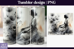 Watercolor Woman Tumbler wrap Silhouette Floral tumbler Product Image 1