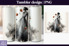 Watercolor Woman Tumbler wrap Poppy Elegant Black Woman Product Image 1