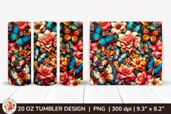 3D Butterfly Tumbler,3D Flower Tumbler, 20oz tumbler wrap Product Image 1