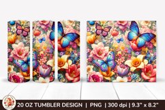 3D Butterfly Tumbler,3D Flower Tumbler, 20oz tumbler wrap Product Image 1