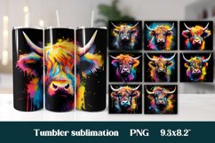 Rainbow highland cow tumbler sublimation bundle