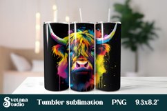 Rainbow cow tumbler wrap | Highland cow sublimation