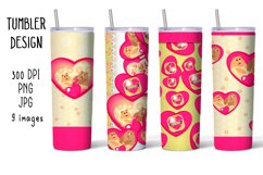 20-oz Tumbler Sublimation 9 designs/ Valentines,Family,Heart  Cute home style-retro. A family of touching bears. Calico fabric and pink valentines.