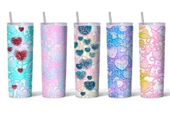 20 oz Tumbler Sublimation 10 designs/Vanilla Hearts&amp;Candies  Cute hearts and candies of peach and pale blue color. Pastel shades.