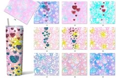 20 oz Tumbler Sublimation 10 designs/Vanilla Hearts&amp;Candies  Cute hearts and candies of peach and pale blue color. Pastel shades.