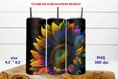 Sunflower tumbler wrap is  Rainbow sunflower tumbler design 20 Oz 