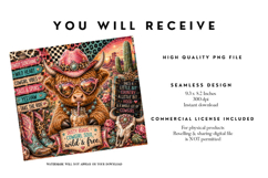 Cowgirl Highland Cow Tumbler Wrap PNG Product Image 2