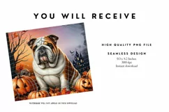 English Bulldog Halloween Seamless Tumbler Sublimation Wrap Product Image 2