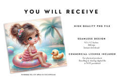 Beach Girl Tumbler Wrap PNG, 20oz Summer Duck Tumbler Design Product Image 2