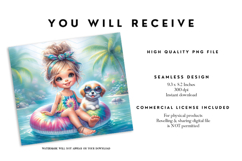 Summer Girl &amp; Dog Tumbler Wrap PNG, 20oz Sublimation Product Image 2