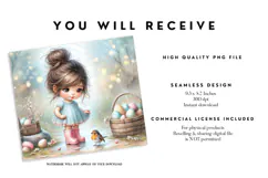 Easter Girl with Bird 20oz Tumbler Wrap PNG Product Image 2