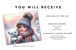 Winter Girl and Polar Bear Tumbler Wrap PNG Product Image 2