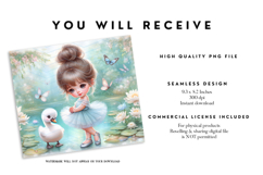 Ballerina Girl and Swan Tumbler Wrap PNG Product Image 2