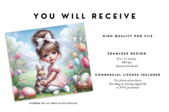 Easter Bunny Girl Tumbler Wrap PNG Product Image 2