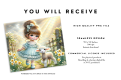 Little Girl with Lamb Tumbler Wrap PNG Product Image 2