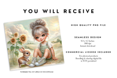Country Girl and Bunny Tumbler Wrap PNG Product Image 2