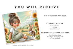 Sunflower Girl with Bunny Tumbler Wrap Product Image 2