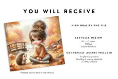 Autumn Girl and Hedgehog Tumbler Sublimation Design Product Image 2