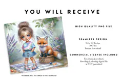 Forest Picnic Girl and Fox Tumbler Sublimation Design Product Image 2