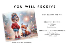 4th of July Girl and Fox Tumbler Wrap Product Image 2