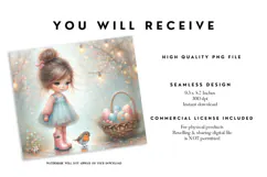 Easter Girl and Basket Tumbler Wrap PNG Product Image 2