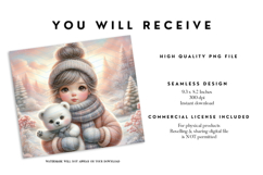 Winter Girl and Bear Tumbler Sublimation Wrap Product Image 2