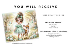 Easter Girl and Fawn Tumbler Sublimation Wrap Product Image 2