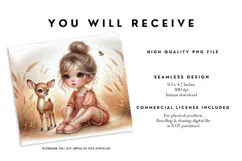 Girl and Baby Deer Tumbler Sublimation Wrap Product Image 2