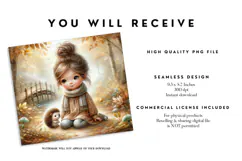 Autumn Girl and Hedgehog Tumbler Sublimation Wrap Product Image 2