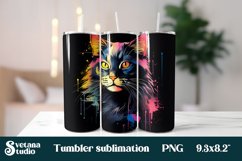Rainbow cat sublimation tumbler design wrap 20 Oz, cat animal tumbler wrap, rainbow cat sublimation design.