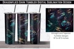 Dragonflies Dark Png | Sublimation File | Skinny Tumbler Product Image 1