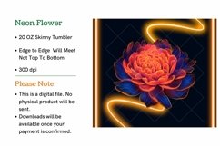 3d Neon Floral Skinny Tumbler Wrap Sublimation PNG Glowing Product Image 2