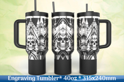 Skulls cathedral gothic wrap SVG for Stanley tumblers Product Image 1
