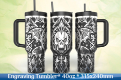 Gothic Skull Wings Ornament Engraving SVG Product Image 1