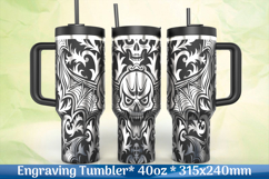 Stanley 40oz Gothic Skull Wings Engraving SVG Product Image 1