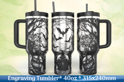 Spooky Forest Bats Pumpkins Tumbler Engraving SVG Product Image 1