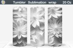 3D White Flowers Tumbler Wrap | Paper Art Tumbler Product Image 1