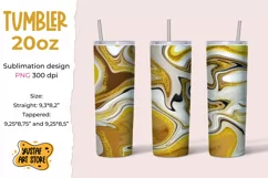 Skinny Tumbler sublimation 20oz.Brown gold glitter fluid art Product Image 1