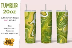 Skinny Tumbler sublimation 20oz.Green yellow fluid art Product Image 1