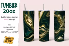 Skinny Tumbler sublimation 20oz.Green glow marble, gold art Product Image 1