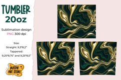 Skinny Tumbler sublimation 20oz.Green glow marble, gold art Product Image 2