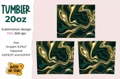 Skinny Tumbler sublimation 20oz.Green glow marble, gold art Product Image 2