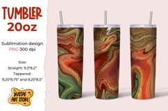 Skinny Tumbler sublimation 20oz.Green, red, gold fluid art Product Image 1