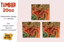 Skinny Tumbler sublimation 20oz.Green, red, gold fluid art Product Image 2