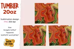 Skinny Tumbler sublimation 20oz.Green, red, gold fluid art Product Image 2